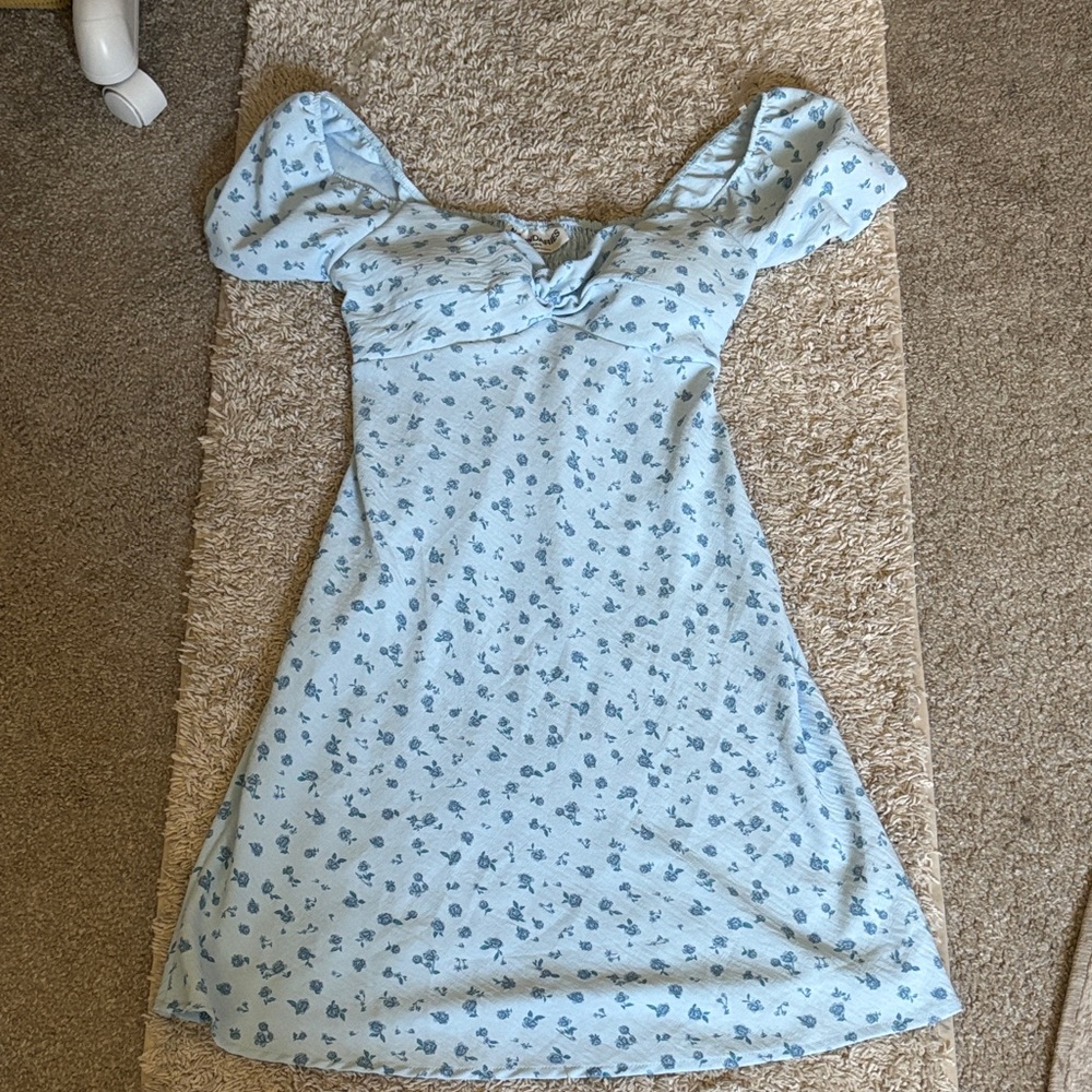 No Boundaries Light Blue Floral Mini Dress